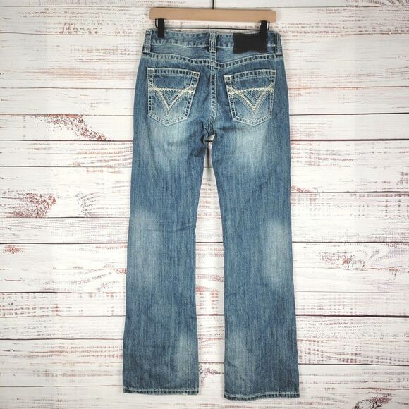 Rock & Roll Men's 29 x 32 Jeans Cowboy Distressed Pistol Regular Fit Boot Cut - Picture 9 of 13